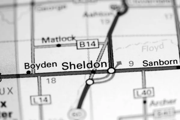 シェルドン アイオワだ 地図上のアメリカ — ストック写真