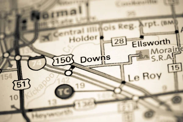 Downs Illinois Usa Mapě — Stock fotografie