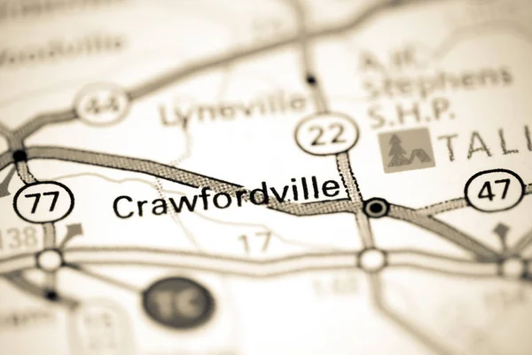 Crawfordville Georgia Eua Sobre Mapa — Fotografia de Stock