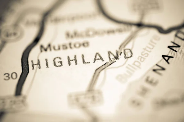 Highland Virginia Eua Sobre Mapa Geografia — Fotografia de Stock