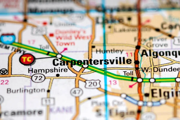 Carpentersville. Illinois. USA on a map