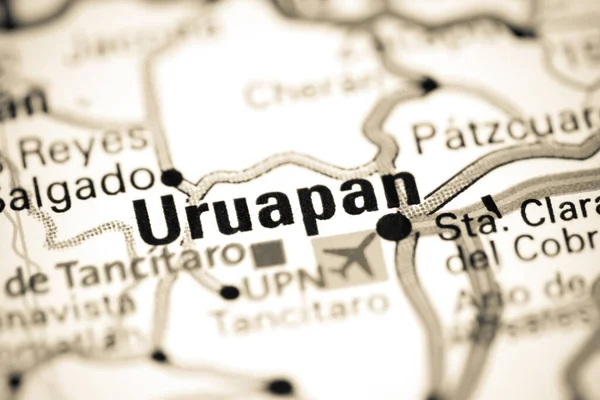 Uruapan. Mexico on a map