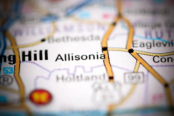アリソニア テネシー州 地理地図上のアメリカ — ストック写真