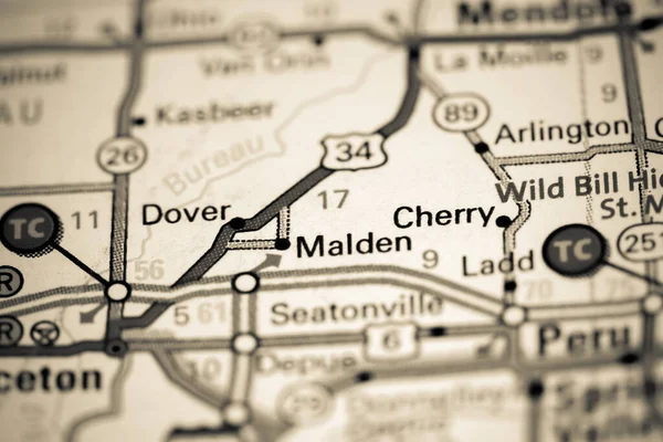 Malden. Illinois. USA on a map