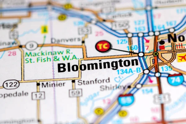 Bloomington. Illinois. USA on a map