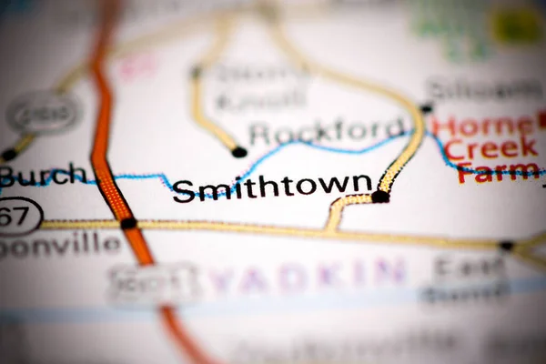 史密斯镇 北卡罗莱纳州 地图上的美国 — 图库照片