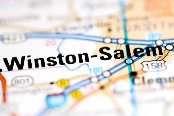 Winston Salem Vagyok Észak Karolina Usa Egy Földrajzi Térképen — Stock Fotó