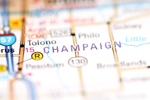 Champaign. Illinois. USA on a geography map