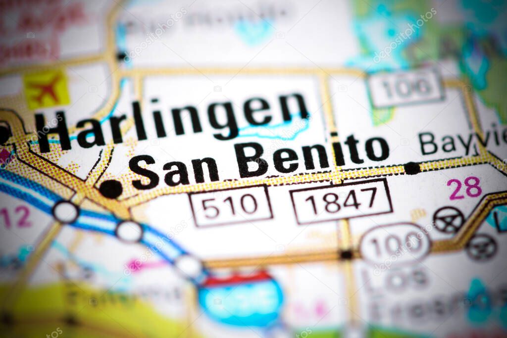 San Benito. Texas. USA on a map