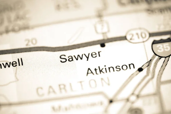 Sawyer Minnesota Usa Auf Einer Karte — Stockfoto