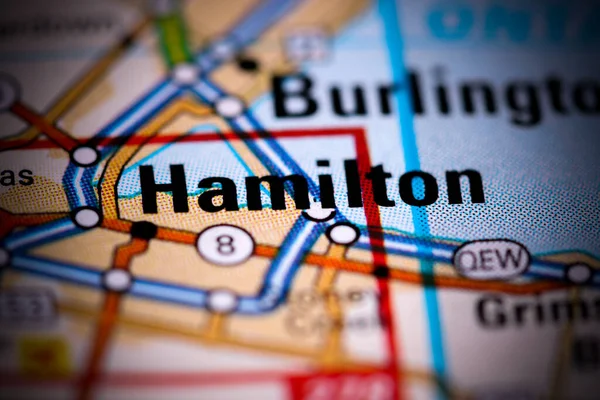 汉密尔顿Hamilton 地图上的加拿大 — 图库照片