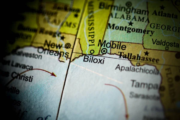 Biloxi Stany Zjednoczone Mapie Geograficznej — Zdjęcie stockowe