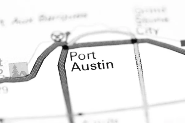 オースティン港だ ミシガン州 地図上のアメリカ — ストック写真