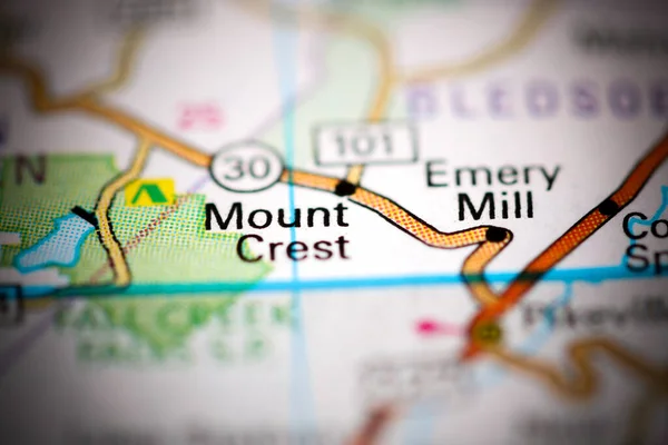 Mount Crest. Tennessee. USA on a geography map