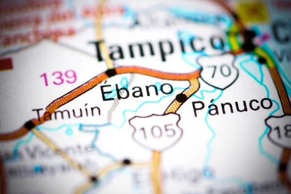 Ebano. Mexico on a map