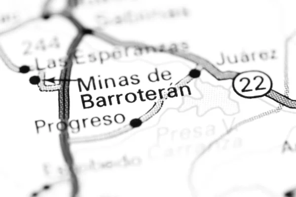 Minas de Barroteran. Mexico on a map