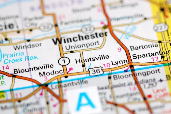 Huntsville Indiana Eua Sobre Mapa — Fotografia de Stock