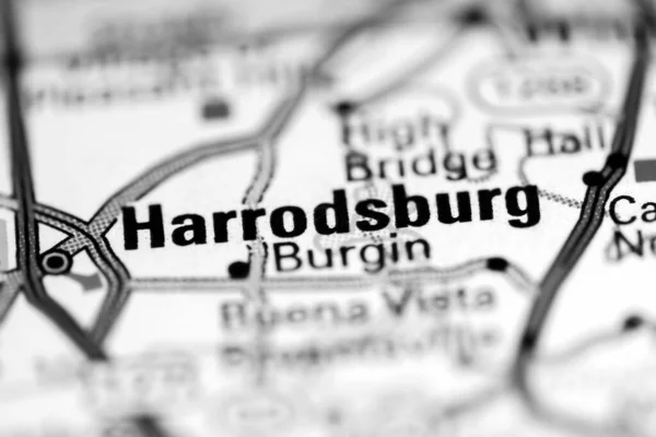 Harrodsburgban Kentuckyban Usa Egy Földrajzi Térképen — Stock Fotó