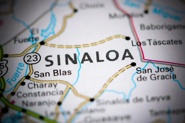 Sinaloa. Mexico on a map