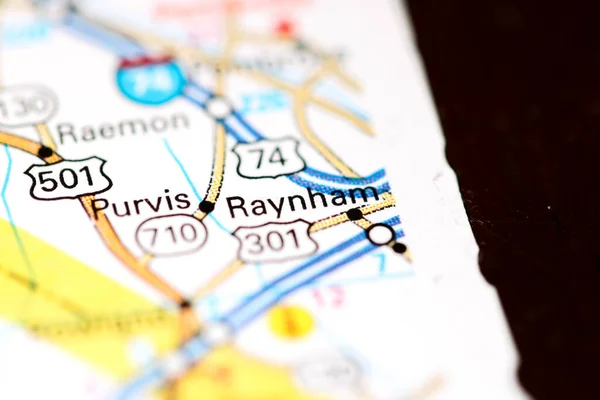 Raynham 北卡罗莱纳州 地图上的美国 — 图库照片