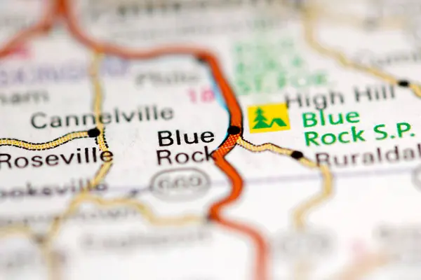 Blue Rock Ohio Usa Auf Einer Geografischen Karte — Stockfoto