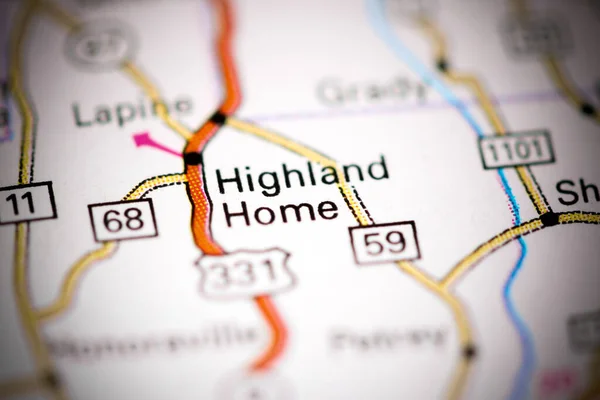 Highland Home Alabama Eua Sobre Mapa — Fotografia de Stock