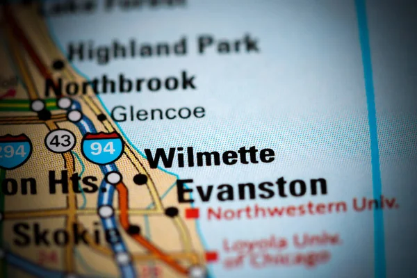 Wilmette Illinois Eua Sobre Mapa — Fotografia de Stock