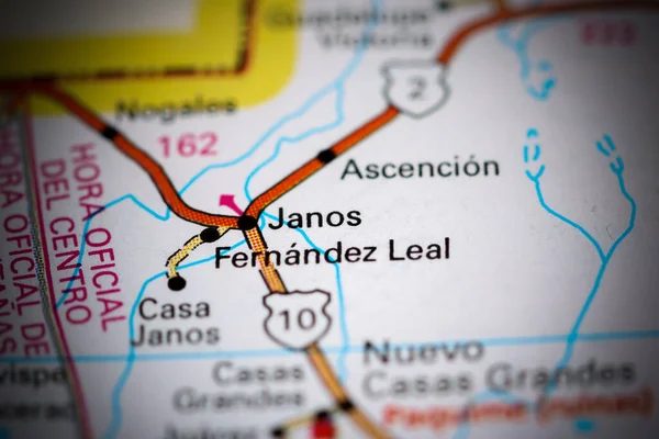 Janos. Mexico on a map