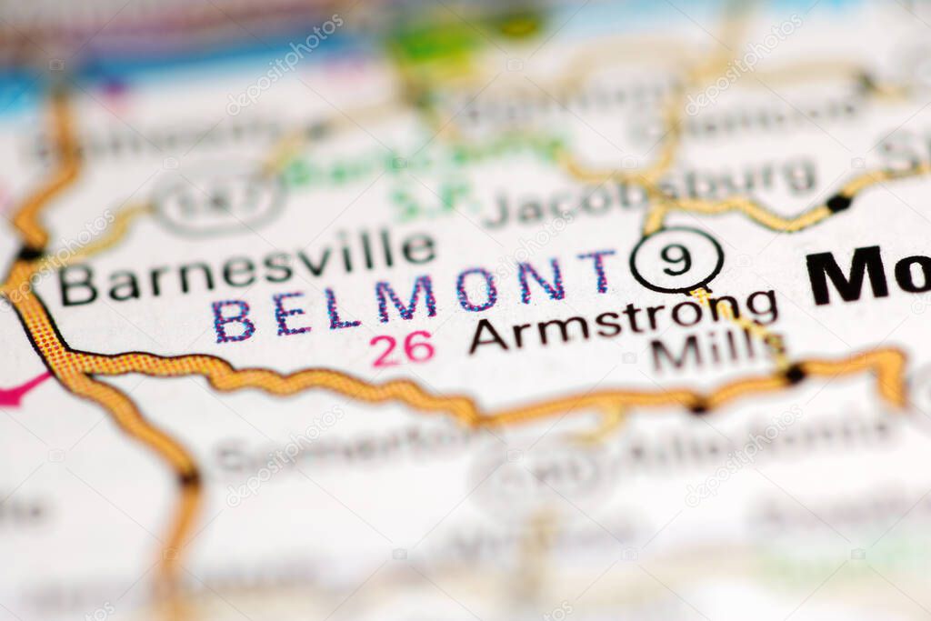 Belmont. Ohio. USA on a geography map