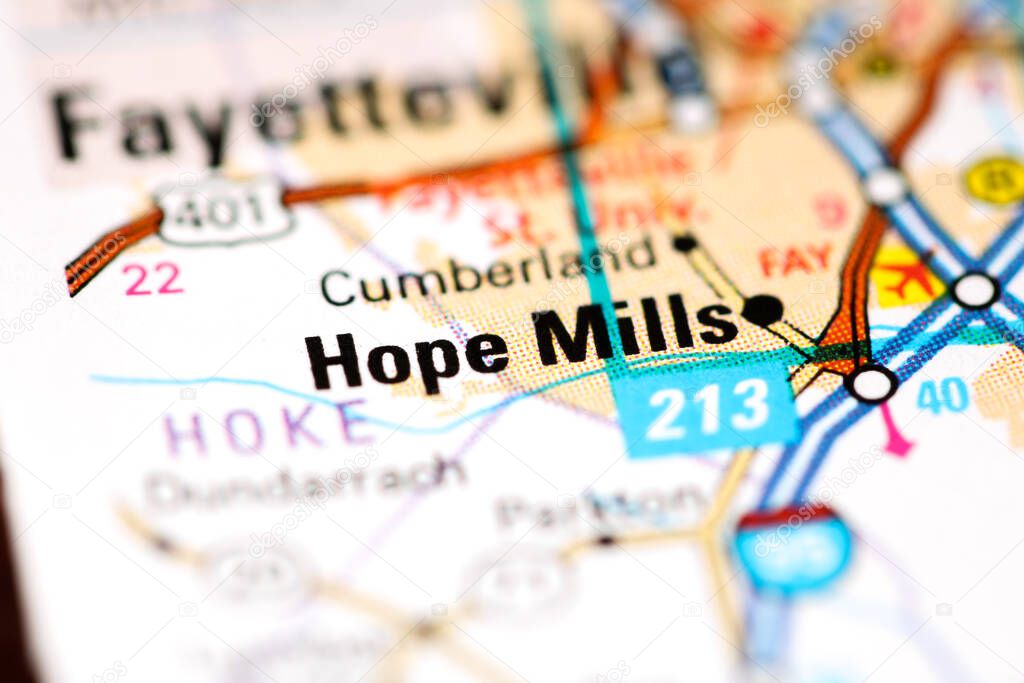 Hope Mills. North Carolina. USA on a map