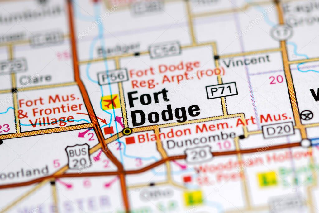 Fort Dodge. Iowa. USA on a map