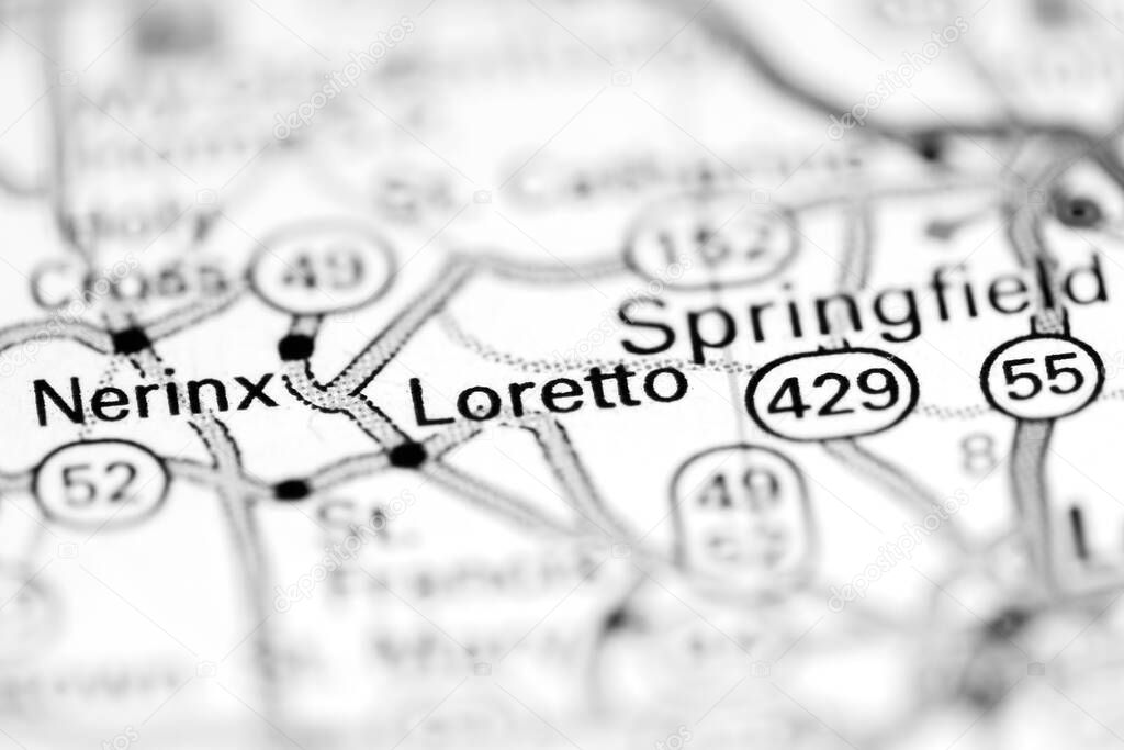 Loretto. Ohio. USA on a geography map