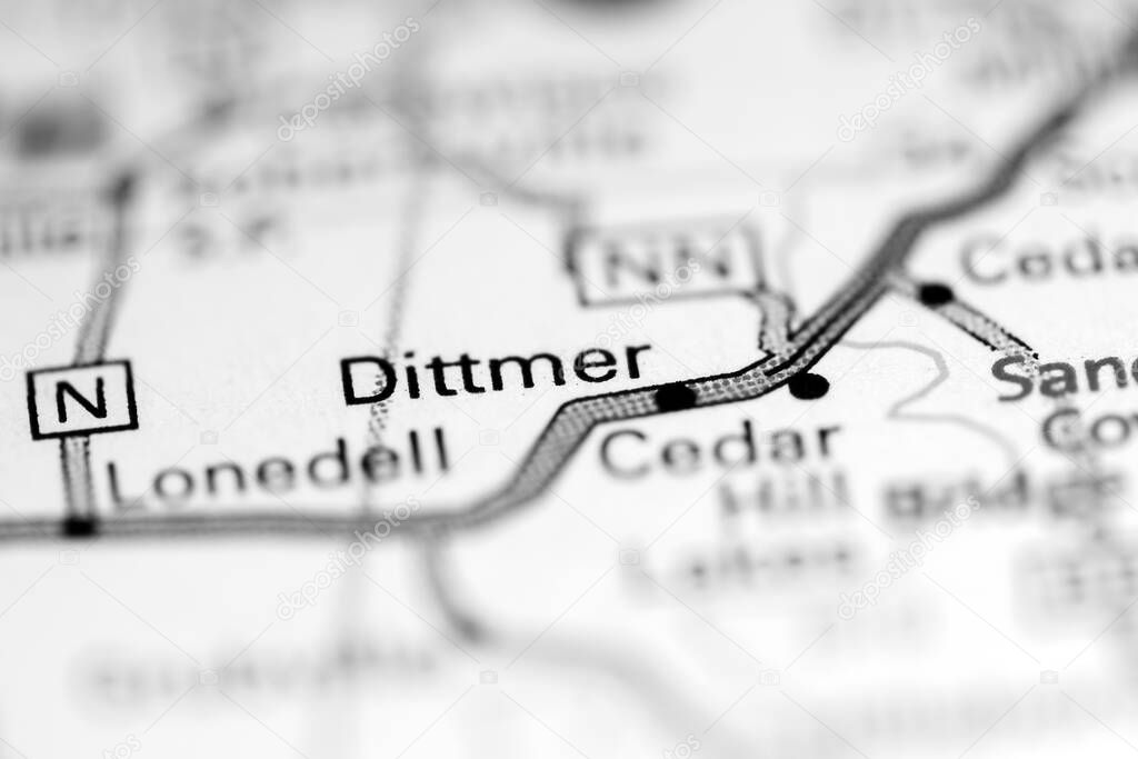 Dittmer. Missouri. USA on a geography map