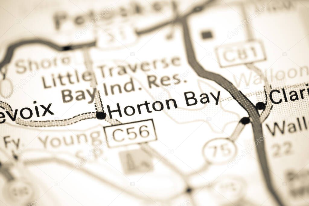 Horton Bay. Michigan. USA on a map