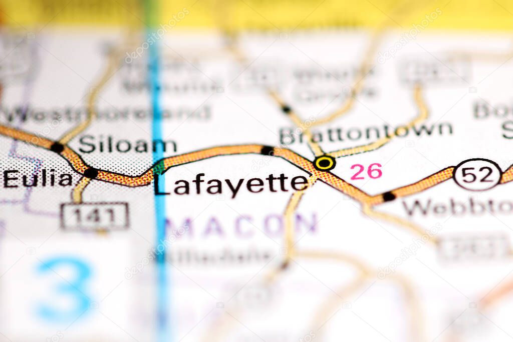 Lafayette. Tennessee. USA on a geography map