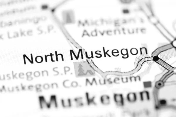 北Muskegon 密歇根地图上的美国 — 图库照片