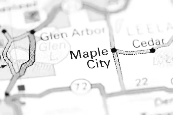 枫树城密歇根地图上的美国 — 图库照片