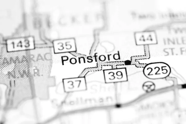 Πόνσφορντ Μινεσότα Ηπα Ένα Χάρτη — Φωτογραφία Αρχείου