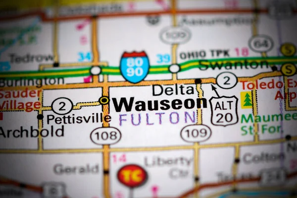 Wauseon Ohio Eua Sobre Mapa — Fotografia de Stock