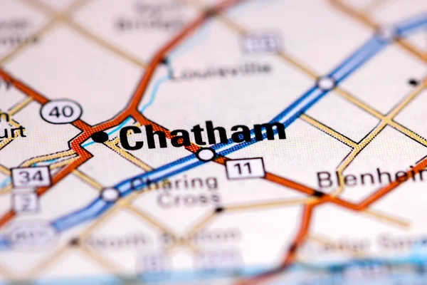 Chatham Canadá Sobre Mapa — Fotografia de Stock