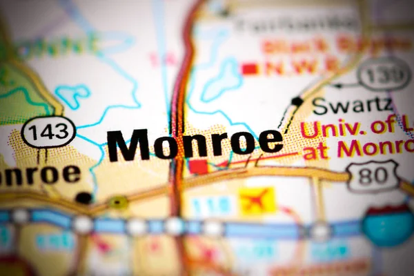 Met Monroe Louisiana Usa Een Kaart — Stockfoto