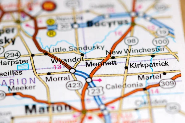 Monnett Ohio Usa Auf Einer Karte — Stockfoto