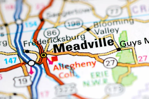Meadville 宾夕法尼亚地图上的美国 — 图库照片