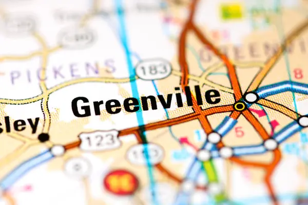 Greenville Augusta Eua Sobre Mapa — Fotografia de Stock