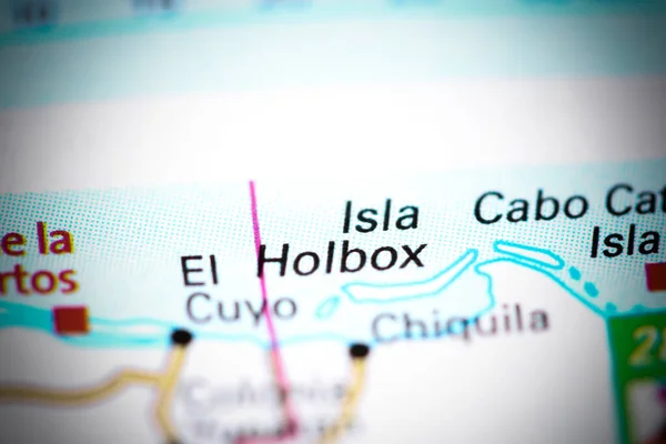 Isla Holbox México Sobre Mapa — Fotografia de Stock