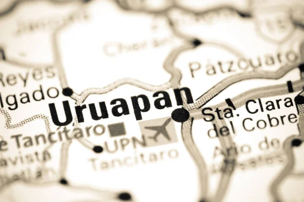 Uruapan. Mexico on a map