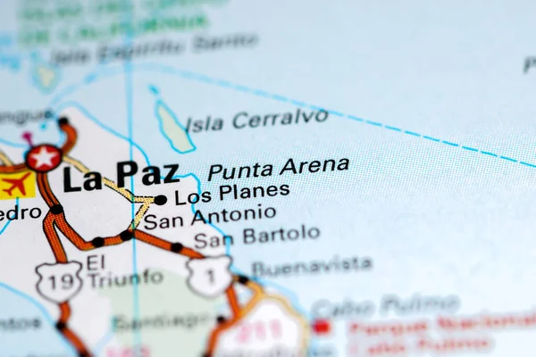 Punta Arena. Mexico on a map
