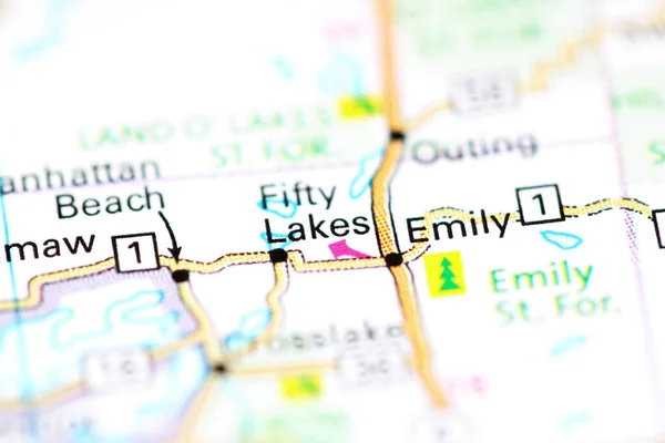 Cinquenta Lagos Minnesota Eua Sobre Mapa — Fotografia de Stock