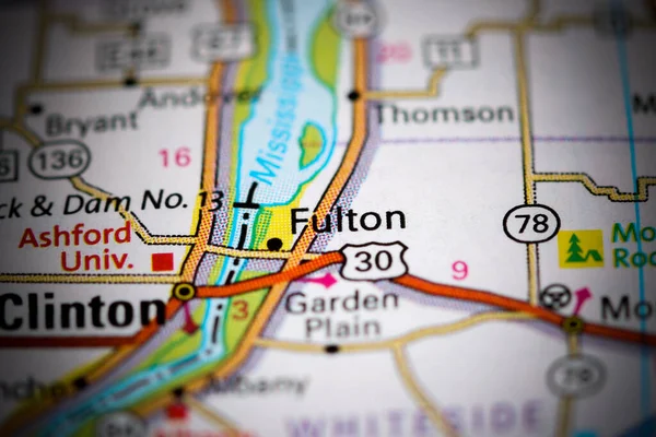 Fulton. Illinois. USA on a map