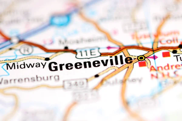 Greenville Tennessee Abd Coğrafya Haritasında — Stok fotoğraf